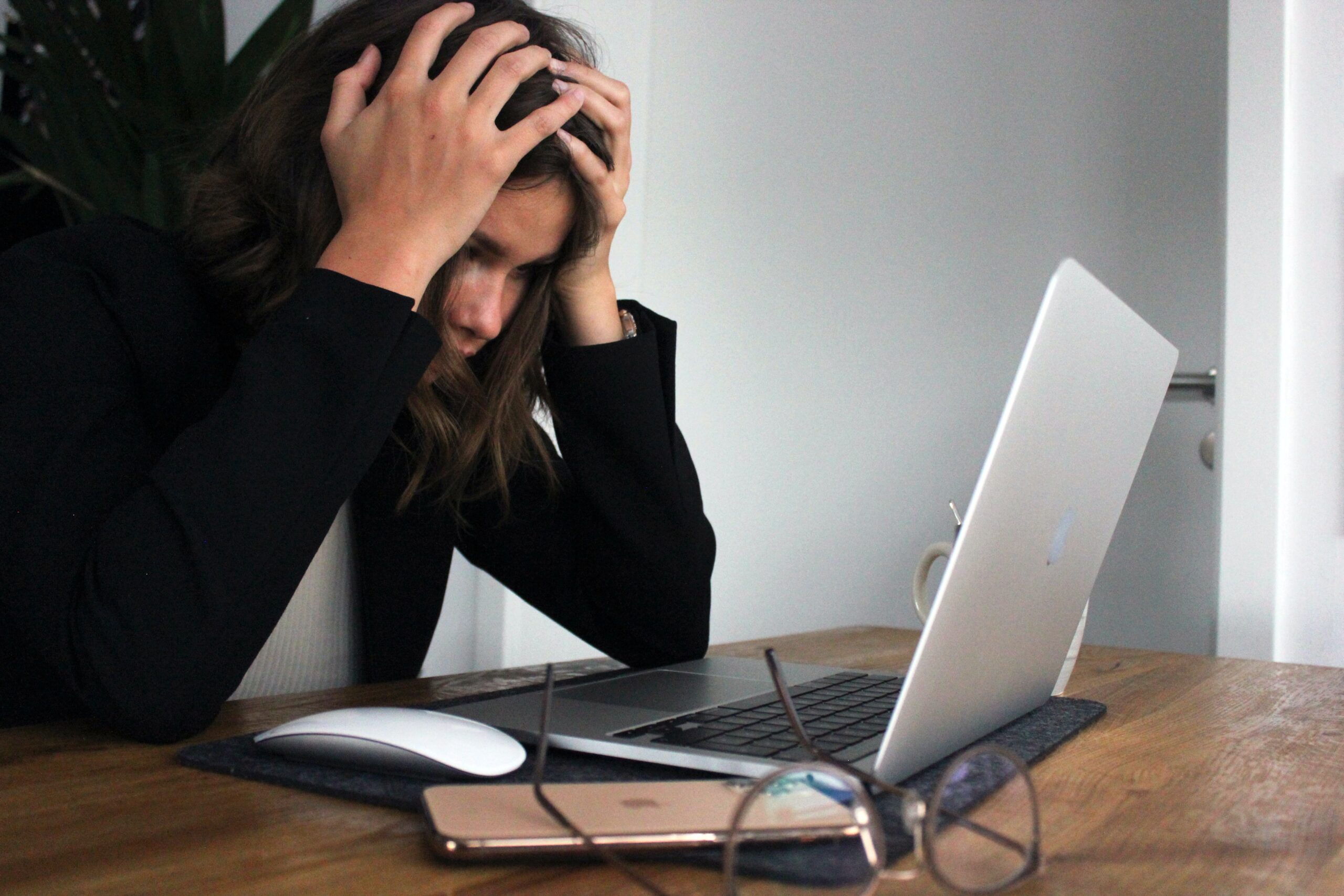 frustrated laptop user